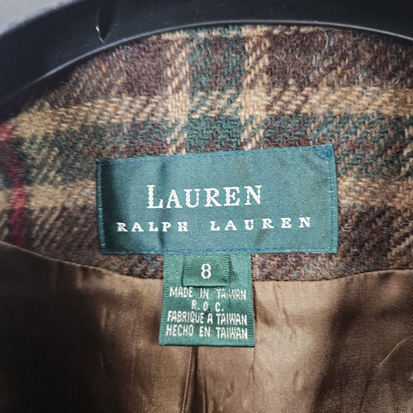 VTG Lauren Ralph Lauren Tartan Plaid Wool Blazer Women's Sz 8 Equestrian Safari - Picture 11 of 14
